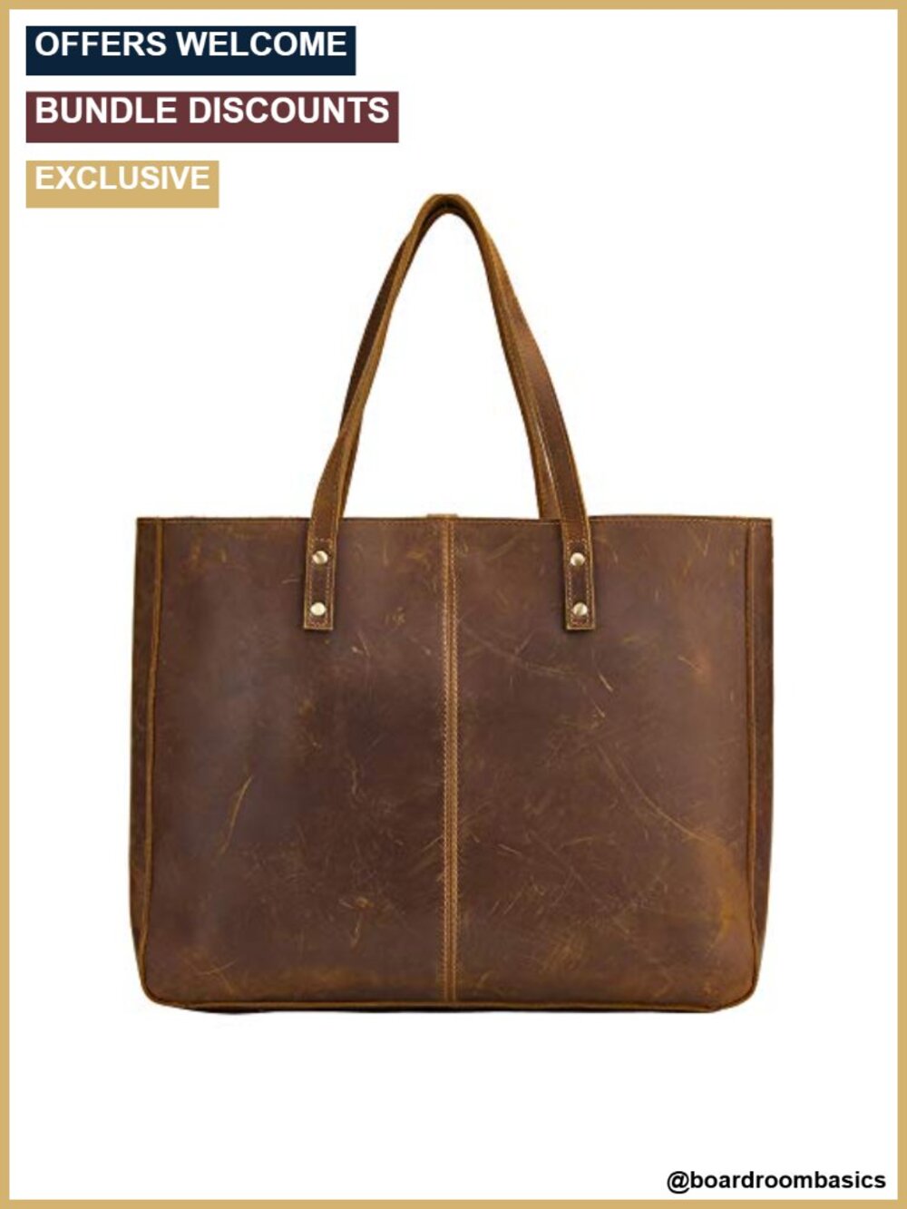 Full Leather Shoulder Tote Bag Large Work Purse Vintage Brown Laptop Bag